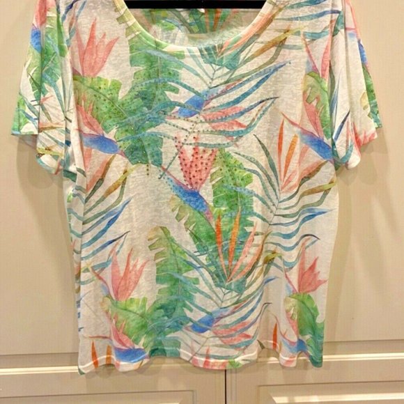 Catalog Favorites Multicolored Bird Feathers Tunic Top 1X - Picture 2 of 7